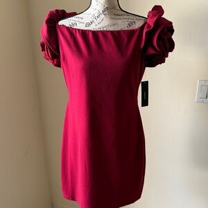 Lulus victorious burgundy puff sleeve bodycon mini dress size XL.NWT.